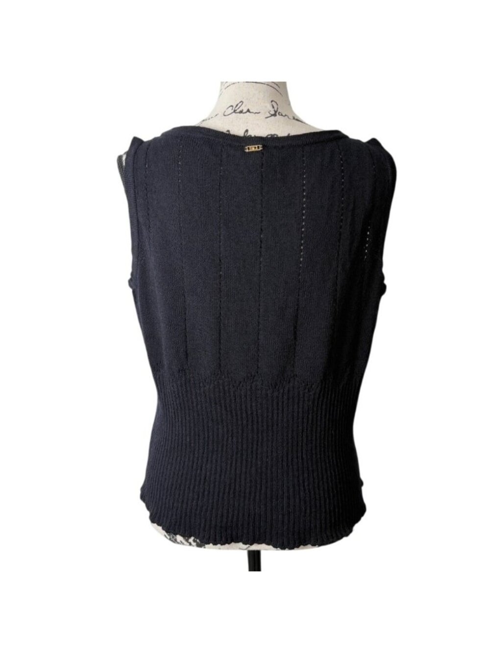 St. John Sport Marie Gray Womens XL Knit Ribbed Tank Top Sleeveless Black - Picture 3 of 8